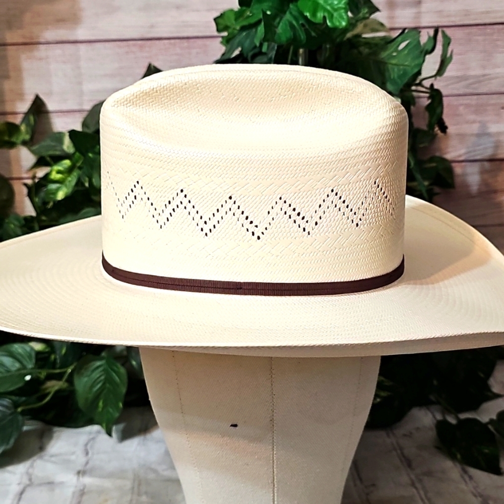 Stetson NWT Peeler Straw Cowboy Hat with Brown Band 6- 7/8R With 4" Brim - Picture 3 of 10